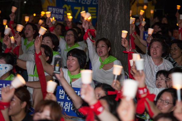 지난 8월, 간호조무사협회 국회 앞 촛불집회 현장