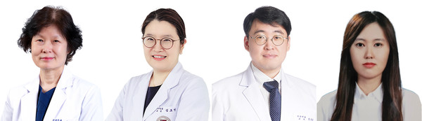 (왼쪽부터) 고려대 안산병원 산부인과 김해중 교수, 김호연 교수, 송관흡 교수, 박새미 전공의
